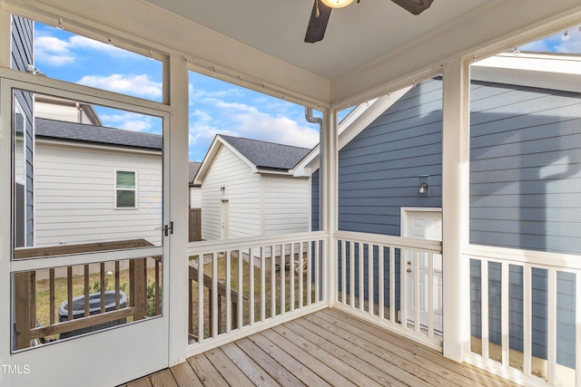 deck featuring ceiling fan