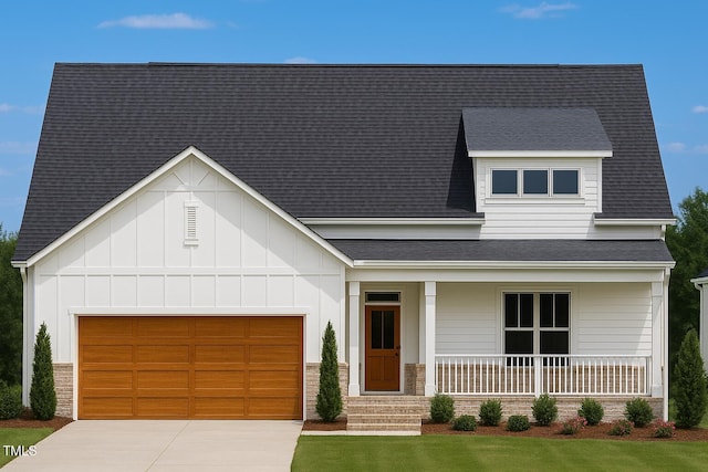 LOT67 Sage Ct, Fuquay Varina, NC 27526 - view of front of house with a porch, driveway, a garage, and stone siding