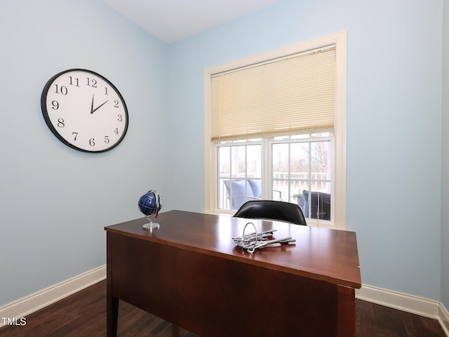 office area featuring dark hardwood / wood-style flooring