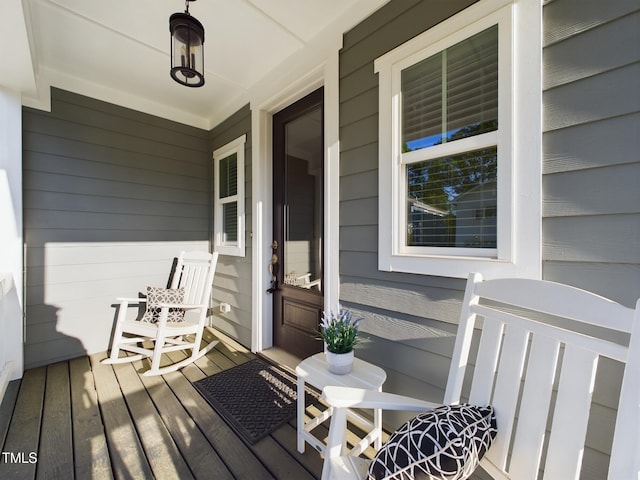 wooden terrace with covered porch