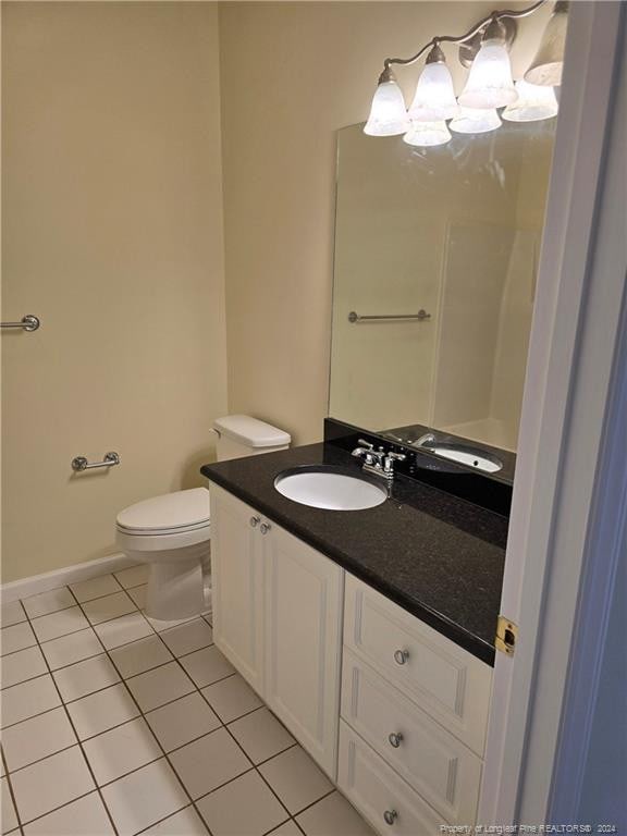 bathroom featuring tile patterned floors, vanity, and toilet