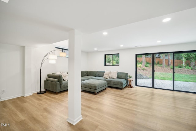 living room featuring light hardwood / wood-style flooring