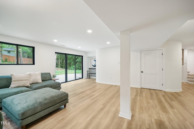 living room featuring light hardwood / wood-style flooring