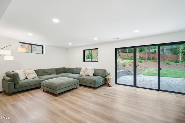 living room featuring light hardwood / wood-style floors