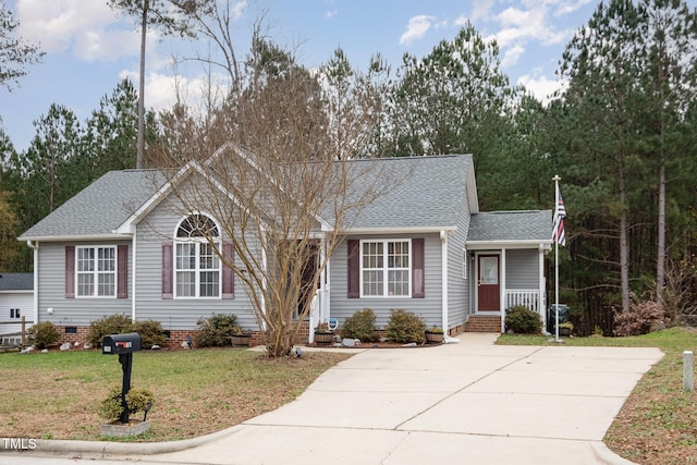 view of front of home with a front yard