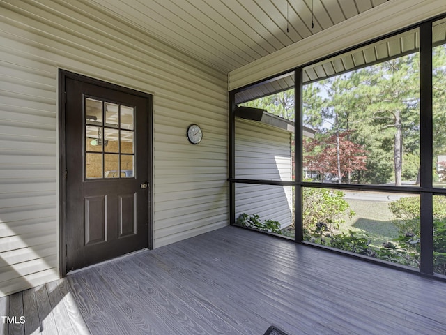 view of unfurnished sunroom