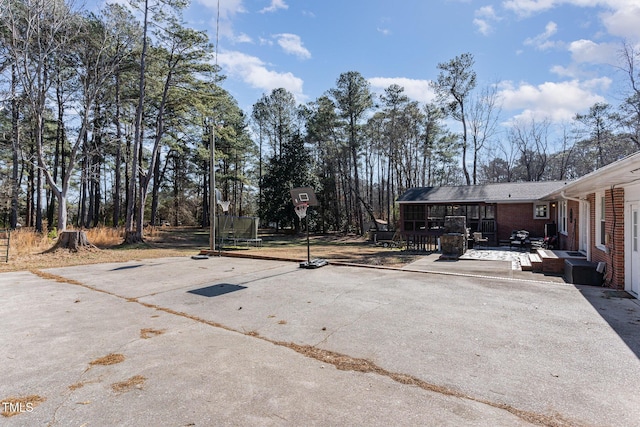 view of patio featuring a trampoline