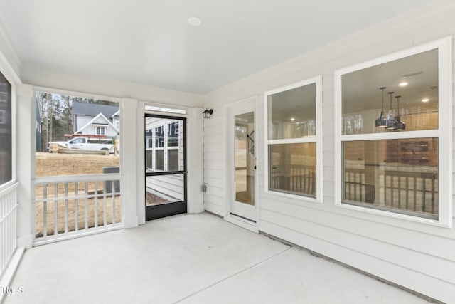 view of unfurnished sunroom