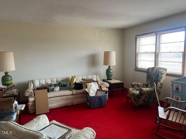 living room with a textured ceiling and a wealth of natural light