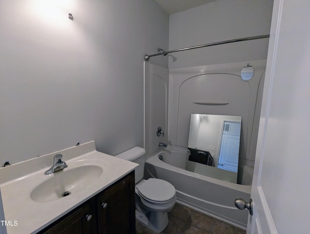 full bathroom with vanity, toilet, and bathtub / shower combination