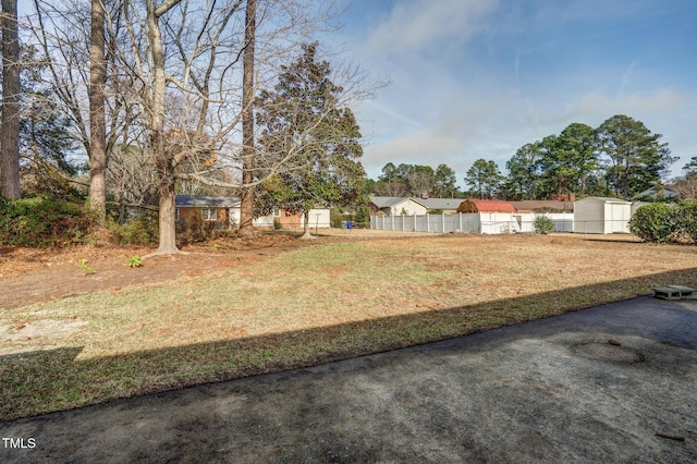 view of yard with a storage unit