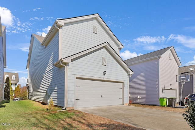 view of side of property with a yard