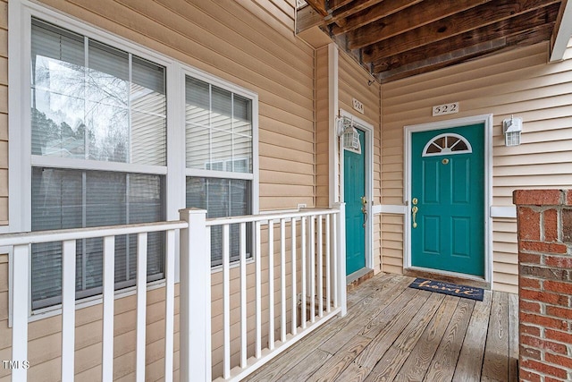 doorway to property with a porch