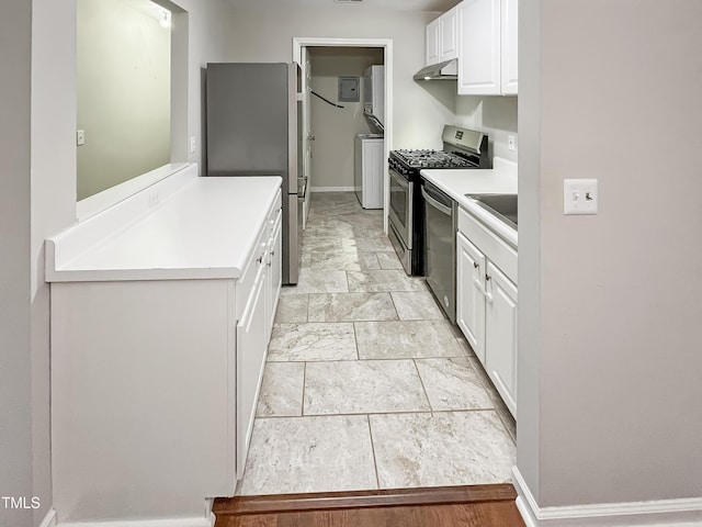 kitchen featuring sink, white cabinetry, and stainless steel appliances