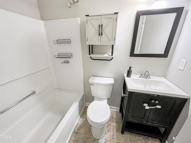 full bathroom with vanity, toilet, and tub / shower combination