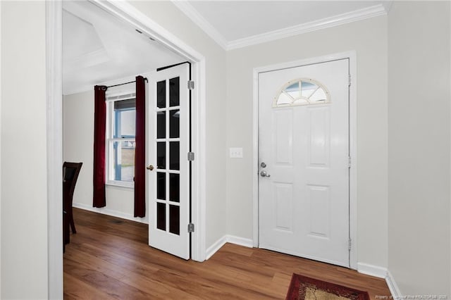 58 Bayleaf Ln, Sanford, NC 27332 - entrance foyer featuring baseboards, ornamental molding, and wood finished floors