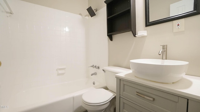 full bathroom with shower / bathing tub combination, vanity, and toilet