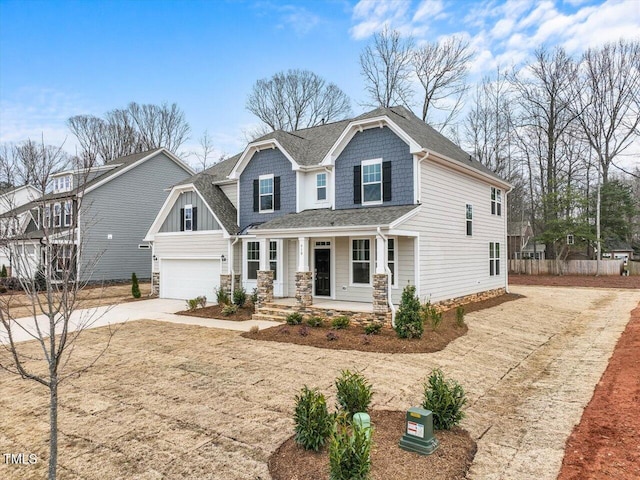 craftsman inspired home with a porch