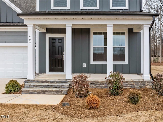 entrance to property featuring a garage