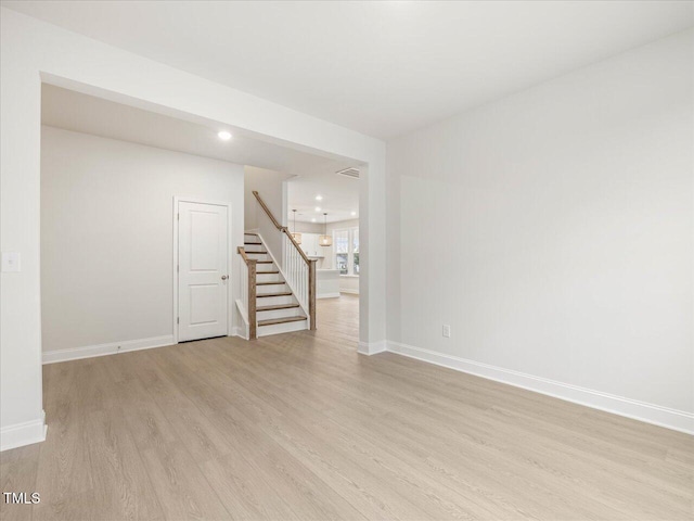 empty room featuring light hardwood / wood-style flooring