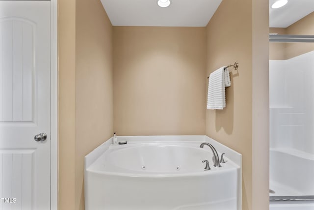 bathroom with independent shower and bath