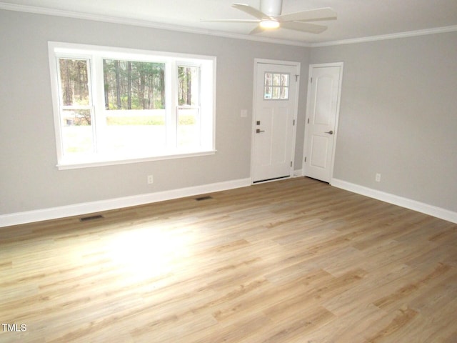 2253 NC Highway 96 S, Franklinton, NC 27525 - entryway featuring ornamental molding, ceiling fan, and light wood finished floors