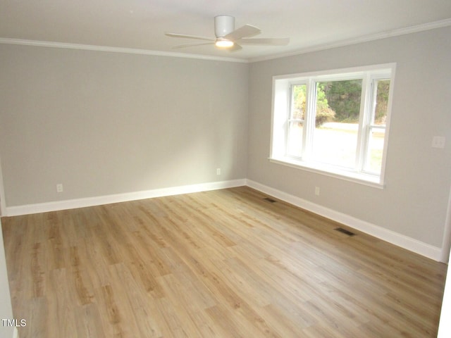 2253 NC Highway 96 S, Franklinton, NC 27525 - unfurnished room with ornamental molding, ceiling fan, and light wood finished floors