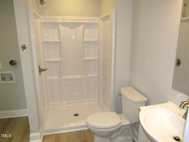 2253 NC Highway 96 S, Franklinton, NC 27525 - bathroom with wood finished floors, a shower stall, and vanity