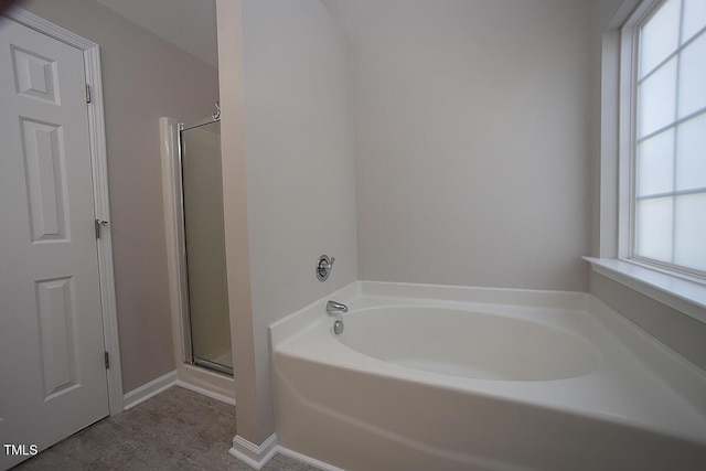 bathroom with plus walk in shower