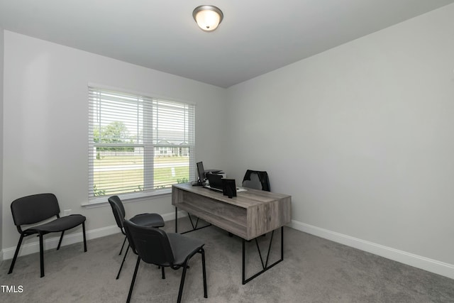 view of carpeted home office