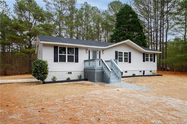 single story home with crawl space