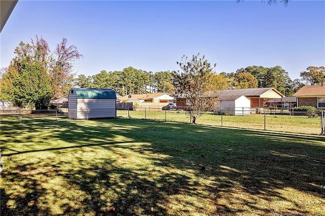 view of yard with a storage shed