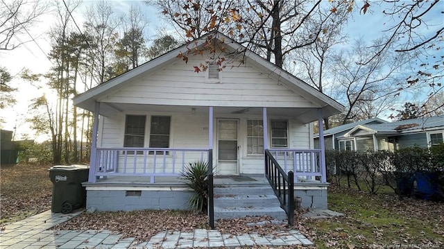 bungalow-style home featuring a porch