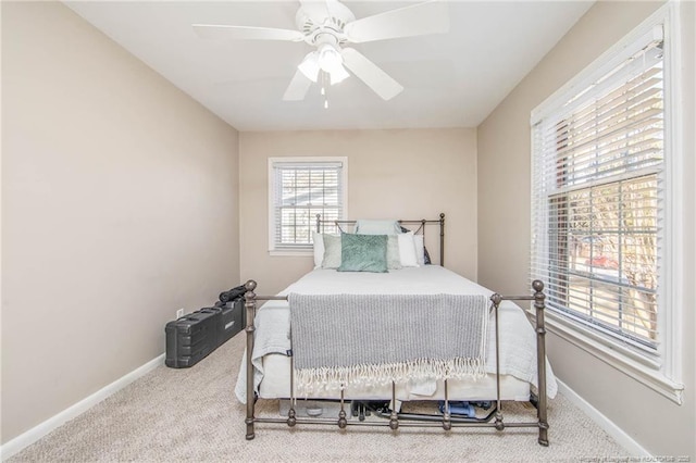 bedroom featuring carpet and ceiling fan