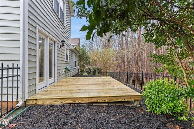 deck featuring fence