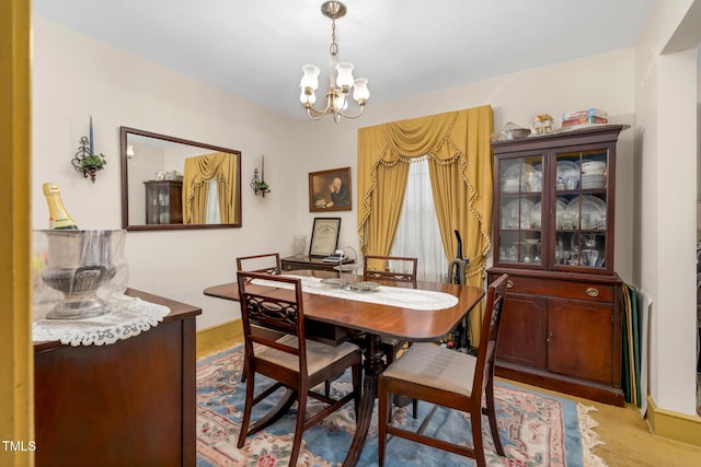 dining room featuring an inviting chandelier