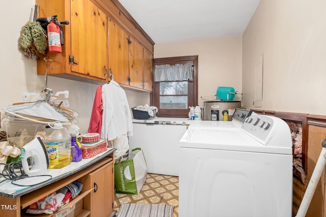 laundry room featuring separate washer and dryer and water heater