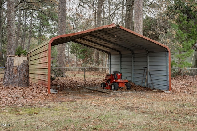 view of parking with a carport