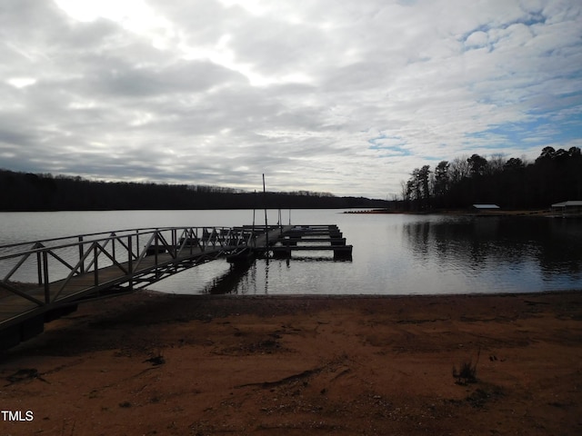 view of dock featuring a water view