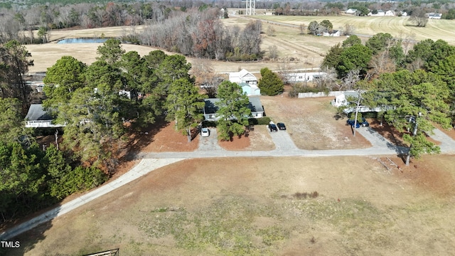 aerial view featuring a rural view and a water view