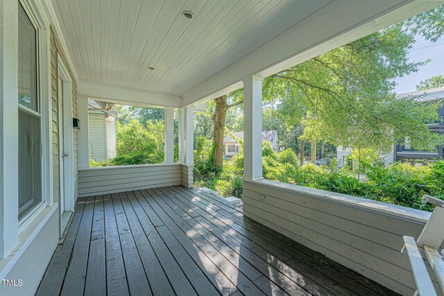 deck featuring a porch