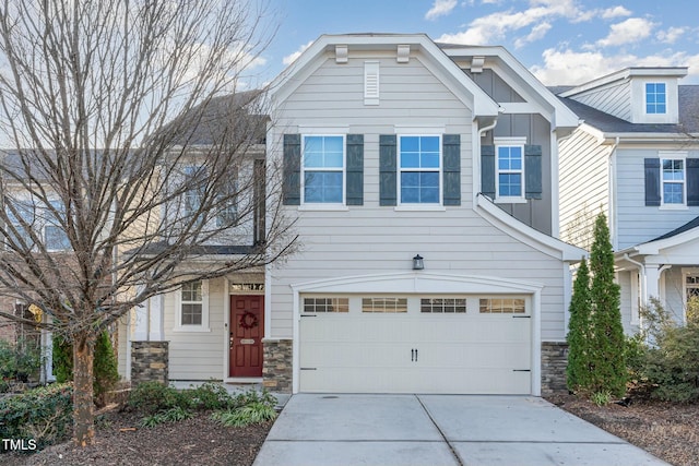 craftsman inspired home featuring a garage