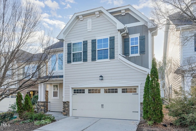 craftsman inspired home featuring a garage