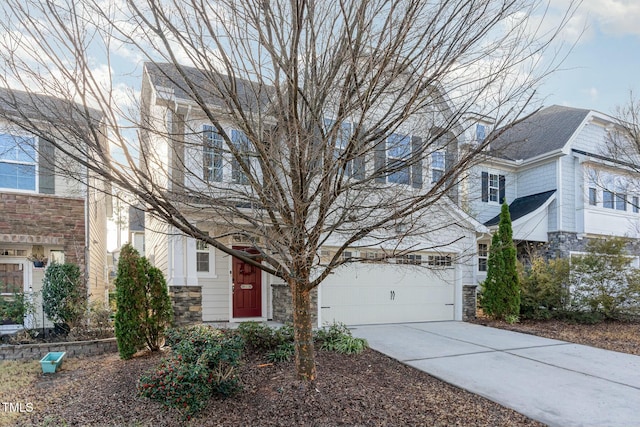 view of front of property featuring a garage