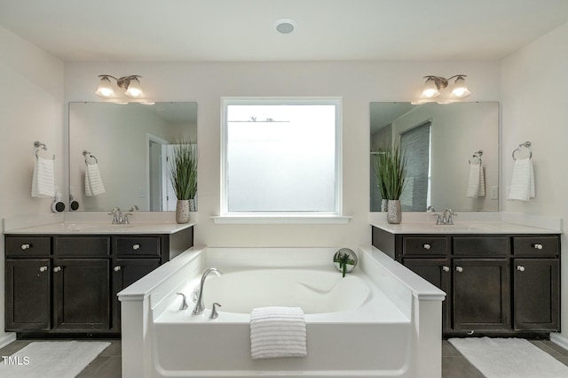 bathroom featuring vanity and a bathing tub