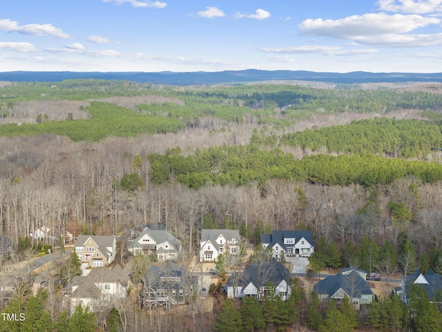 bird's eye view with a mountain view