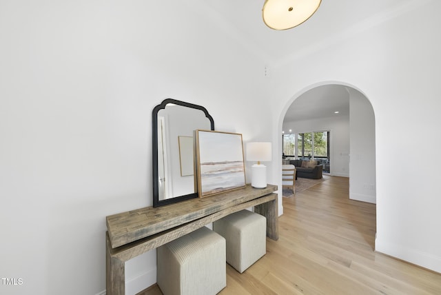 corridor featuring light wood-type flooring