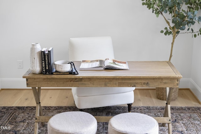 office area with hardwood / wood-style flooring