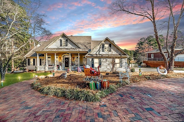 view of front of home featuring covered porch