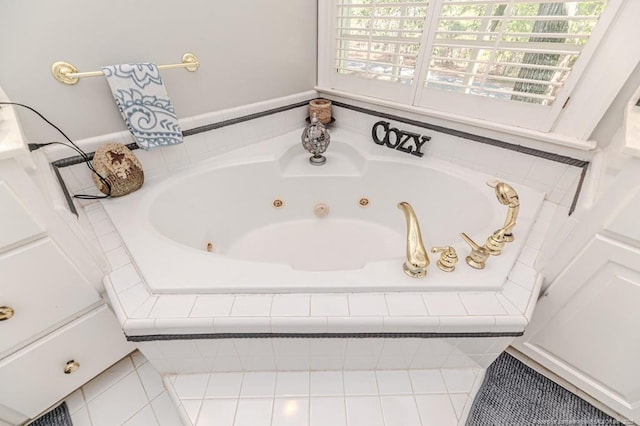full bath with tile patterned flooring and a tub with jets